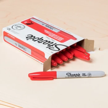 Sharpie 30002 Red Fine Point Permanent Marker - 12/Pack