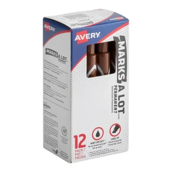 Avery® 8881 Marks-A-Lot Large Brown Chisel Tip Desk Style Permanent Marker - 12/Pack