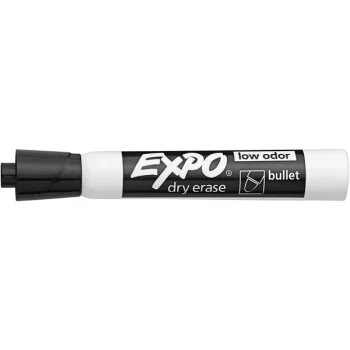 Expo 82001 Black Low-Odor Bullet Tip Dry Erase Marker - 12/Pack