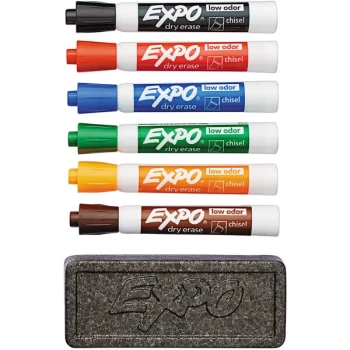 Expo 80556 Assorted 6-Color Chisel Tip Dry Erase Marker and Organizer Set