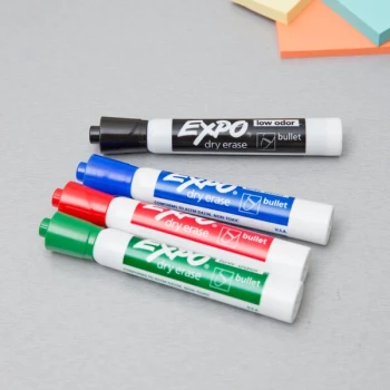Expo 82074 Assorted Color Low-Odor Bullet Tip Dry Erase Marker Set - 4/Pack