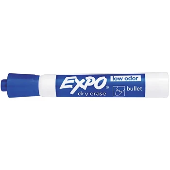 Expo 82003 Blue Low-Odor Bullet Tip Dry Erase Marker - 12/Pack