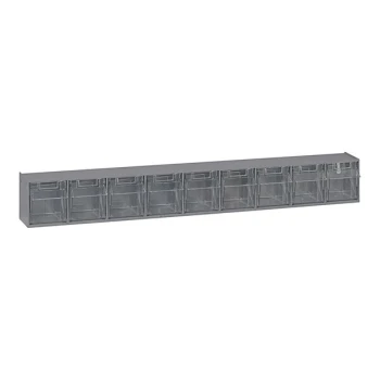Quantum 2 1/2" x 23 5/8" x 3 1/8" Gray Tip-Out Storage System with (9) Compartment Bins QTB309GY