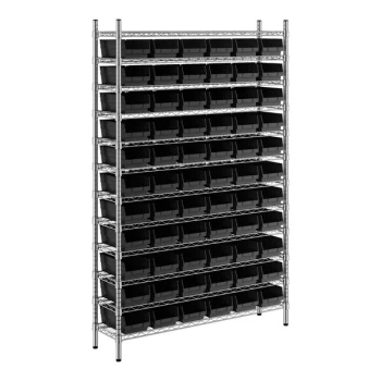 Regency 12" x 48" x 74" Wire Shelving Unit with 66 Black Bins