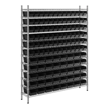 Regency 12" x 60" x 74" Wire Shelving Unit with 118 Black Bins