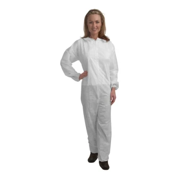Cordova White Standard Weight Polypropylene Coveralls with Elastic Wrists - 3X - 25/Case