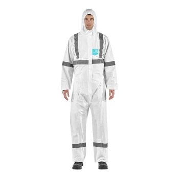 Ansell AlphaTec® 68-2000 Model 113 White Microporous Polyethylene Enhanced Visibility Coverall with Hood - 2X - 25/Case