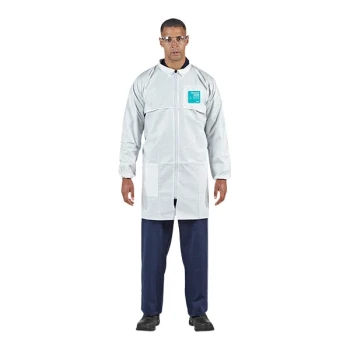 Ansell AlphaTec® 68-2000 Model 209 White Microporous Polyethylene Zipper Front Lab Coat with 2 Pockets - 2X - 30/Case