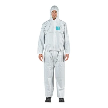 Ansell AlphaTec® 68-2000 Model 219 White Microporous Polyethylene Jacket and Trouser Set with Hood - 2X - 25/Case