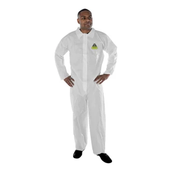 Cordova White Defender Microporous Film and Non-Woven Polyolefin Collared Coveralls with Elastic Wrists and Ankles - 2X - 25/Case