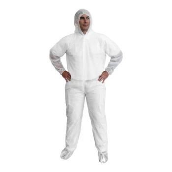 Cordova White Standard Weight Polypropylene Coveralls with Elastic Wrists, Hood, and Boots - 2X - 25/Case