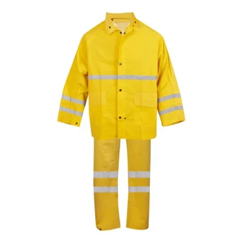 Cordova Riptide Hi-Vis Yellow 3-Piece PVC / Polyester Rainsuit with Reflective Stripes - 6X
