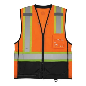 Ergodyne GloWear 8251HDZ-BK Type R Class 2 Two-Tone Hi-Vis Orange Mesh Vest with Black Front Panel 23043 - Small / Medium