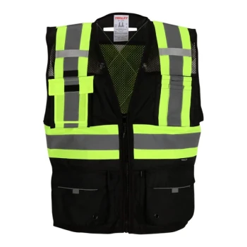Tingley Type O Class 1 Hi-Vis Black Surveyor's Mesh Heavy-Duty Safety Vest with X-Back Reflective Tape V73843C.2X-3X - 2X / 3X