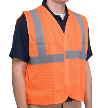 Cordova Customizable Orange Class 2 High Visibility Surveyor's Mesh Safety Vest with Hook & Loop Closure - Large