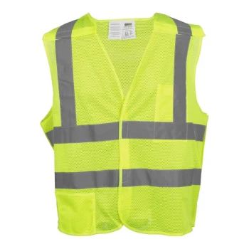 Cordova Cor-Brite Lime Type R Class II High Visibility 5-Point Breakaway Self-Extinguishing Mesh Safety Vest with Hook & Loop Closure - Extra Large