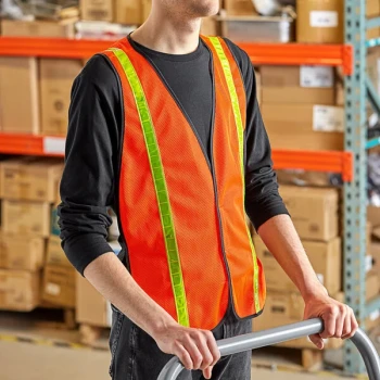 Lavex Orange High Visibility General Purpose Safety Vest with Hook & Loop Closure and 1" Reflective Tape - One Size Fits Most - 100/Case