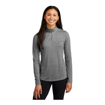 Sport-Tek LST407 Women's Customizable Dark Gray Heather PosiCharge Moisture-Wicking Quarter-Zip Pullover Sweatshirt - Tri-Blend - 2X