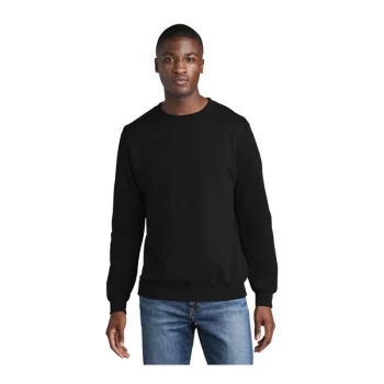 Port & Company PC78 Unisex Customizable Jet Black Core Fleece Crewneck Sweatshirt - Cotton / Poly Blend - 2X