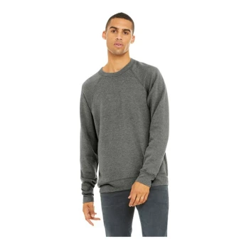 Bella + Canvas BC3901 Unisex Customizable Gray Triblend Sponge Fleece Raglan Crewneck Sweatshirt - Combed Ring-Spun Cotton / Poly / Rayon Blend - Extra Small