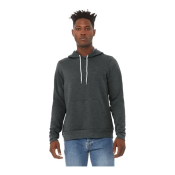 Bella + Canvas BC3719 Unisex Customizable Dark Gray Heather Sponge Fleece Pullover Hoodie Sweatshirt - Combed Ring-Spun Cotton / Poly Blend - 2X