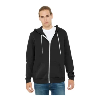Bella + Canvas BC3739 Unisex Customizable Black Sponge Fleece Full-Zip Hoodie Sweatshirt - Combed Ring-Spun Cotton / Poly Blend - 2X