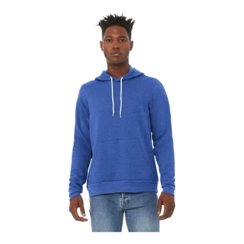 Bella + Canvas BC3719 Unisex Customizable Heather True Royal Sponge Fleece Pullover Hoodie Sweatshirt - Combed Ring-Spun Cotton / Poly Blend - 2X