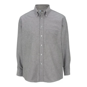 Edwards 1077 Men's Customizable Gray / Black Long Sleeve Wrinkle-Resistant Easy-Care Oxford Dress Shirt with Soil Release - Medium