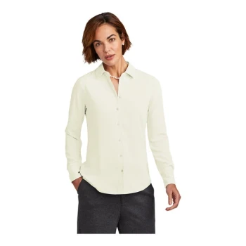 Brooks Brothers BB18007 Women's Customizable Off White Long Sleeve Full-Button Satin Blouse - 2X