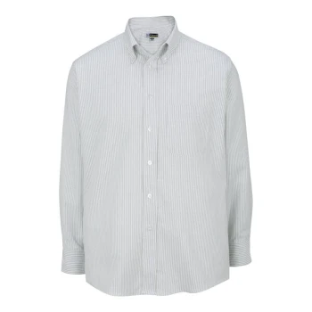 Edwards 1077 Men's Customizable Gray Stripe Long Sleeve Wrinkle-Resistant Easy-Care Oxford Dress Shirt with Soil Release - Extra Large