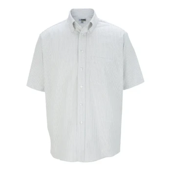 Edwards 1027 Men's Customizable Gray Stripe Short Sleeve Wrinkle-Resistant Easy-Care Oxford Dress Shirt with Soil Release - 2X