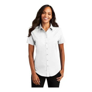 Port Authority L508 Women's Customizable White / Light Stone Short Sleeve Wrinkle-Resistant Easy-Care Dress Shirt - 2X