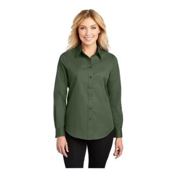 Port Authority L608 Women's Customizable Clover Green Long Sleeve Wrinkle-Resistant Easy-Care Dress Shirt - 2X