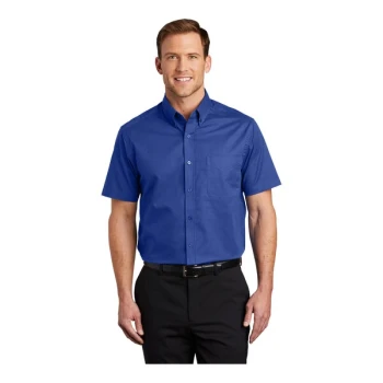 Port Authority S508 Unisex Customizable Royal / Classic Navy Short Sleeve Wrinkle-Resistant Easy-Care Dress Shirt - 2X