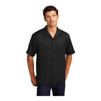 Port Authority S535 Unisex Customizable Black Short Sleeve Easy-Care Camp Shirt with Stain Release - 2X