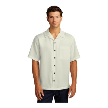 Port Authority S535 Unisex Customizable Ivory Short Sleeve Easy-Care Camp Shirt with Stain Release - 2X
