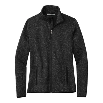 Port Authority L232 Women's Customizable Black Heather Fleece Sweater Jacket - Extra Large