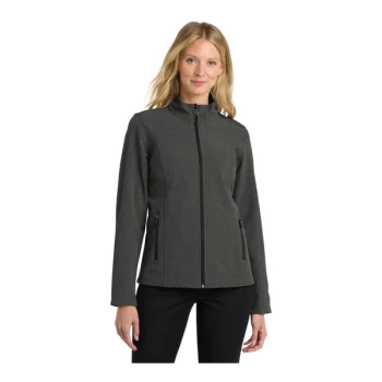 Port Authority L317 Women's Customizable Black Charcoal Heather Core Soft Shell Jacket - Extra Small