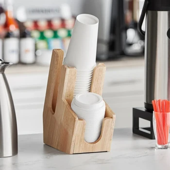 Acopa Wood 2-Section Tiered Cup and Lid Organizer