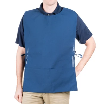 Intedge Navy Blue Adjustable Poly-Cotton Cobbler Apron with 2 Pockets - 29" x 17.5"