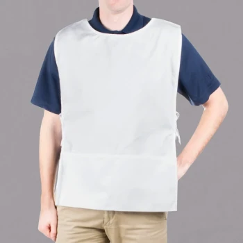Intedge White Adjustable Poly-Cotton Cobbler Apron with 2 Pockets - 29" x 17.5"