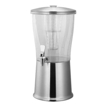 Service Ideas Elite 3 Gallon Round Brushed Stainless Steel and Tritan™ Plastic Cold Beverage Dispenser with Infuser Tube CBDRT3BSSS
