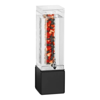 Cal-Mil Onyx 3 Gallon Square Beverage Dispenser with Infusion Chamber and Black Metal Base 23701-3INF-13