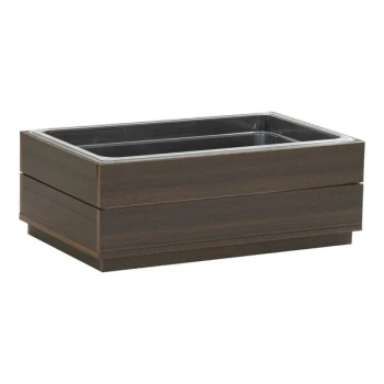 Cal-Mil Vista 21 1/2" x 13 1/2" x 7 3/4" Mocha HDPE Ice Housing with Polycarbonate Pan and Liner 28602-12-140