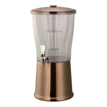 Service Ideas Elite 3 Gallon Round Rose Gold Stainless Steel and Tritan™ Plastic Cold Beverage Dispenser with Infuser Tube CBDRT3RGSS