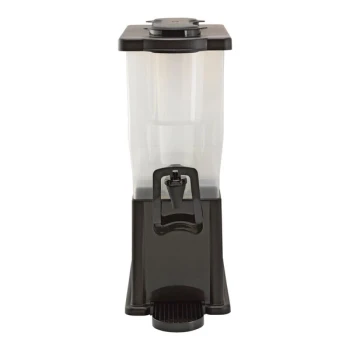 Service Ideas Classic 3 Gallon Rectangular Black Acrylic Hands-Free Cold Beverage Dispenser with Infuser Tube and Ice Chamber CBDP3BLKHF