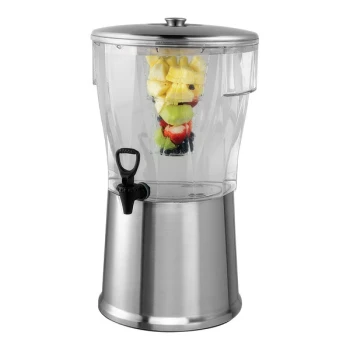 Service Ideas Essential 5 Gallon Round Brushed Stainless Steel and Tritan™ Plastic Cold Beverage Dispenser with Infuser Tube CBDRT5SS