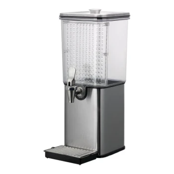 Service Ideas Square Infusion 1.5 Gallon Square Brushed Stainless Steel and Tritan™ Plastic Cold Beverage Dispenser with Infuser Wall SCD15SS