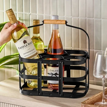 Franmara Black Metal Wine Bottle Caddy 8489