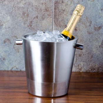 American Metalcraft SDWC7 7" Stainless Steel Double Wall Champagne Bucket - 3.47 Qt.